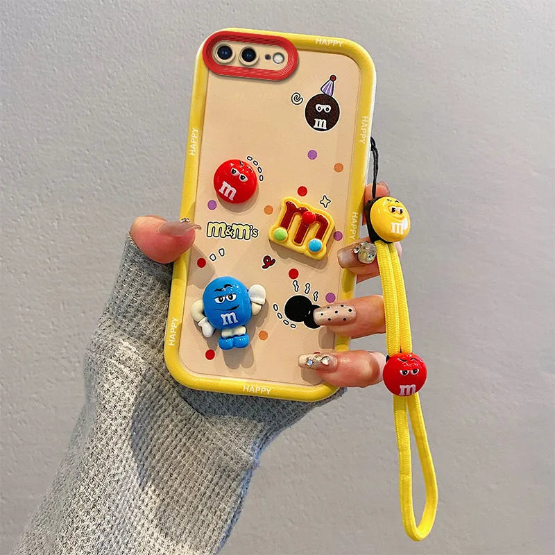 Husă pentru telefon din blană Labubu cu desene animate 3D pentru Samsung, cu curea, husă moale Kuromi Toy