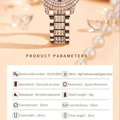 Diamond Éclat - Luxe quartz horloge met Romeinse wijzerplaat