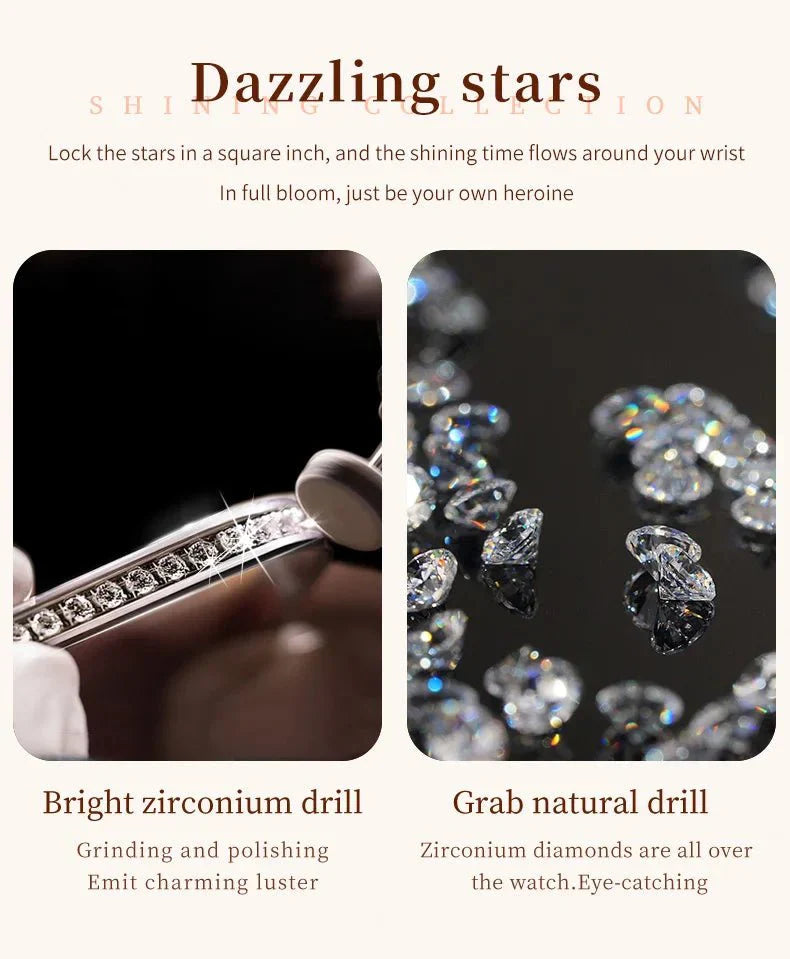 Diamond Éclat - Luxe quartz horloge met Romeinse wijzerplaat