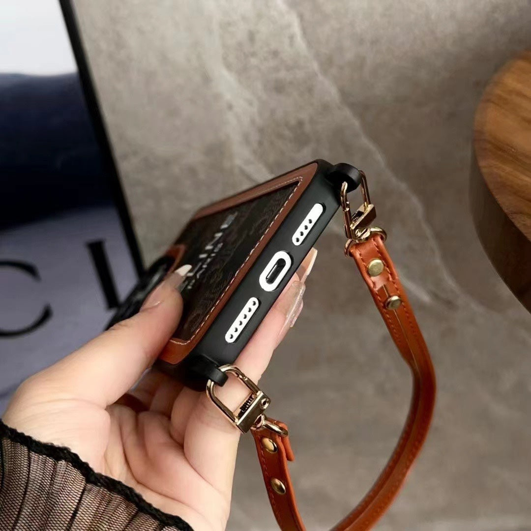 Black Celine iPhone Case с ремешком на ремешках 231124