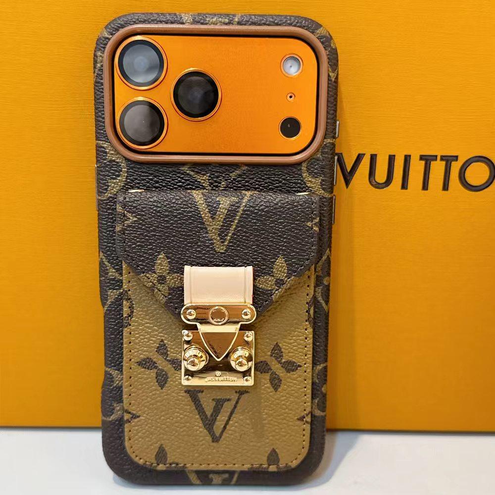 Luxury-Inspired Leather Card Pocket iPhone Case