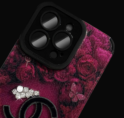 Luxury Velvet Rose Case for iPhone – Full-Lens Protection
