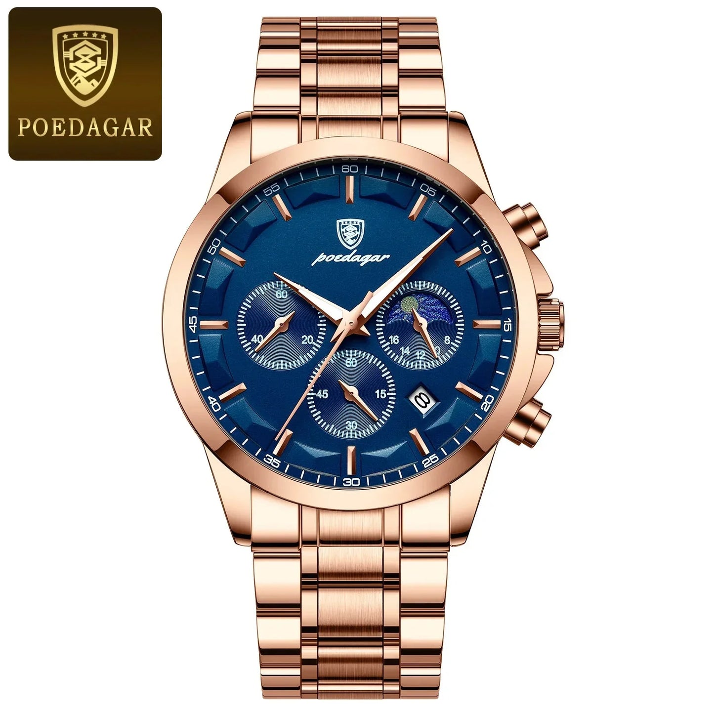 Poedagar ChronoLuxe Sport – Luxury Chronograph Quartz Watch