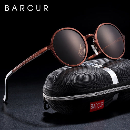BARCUR Hot Black Goggle Férfi Kerek Napszemüveg Luxus Márka Férfi Szemüvegek Retro Vintage Női Napszemüvegek UV400 Retro Stílus