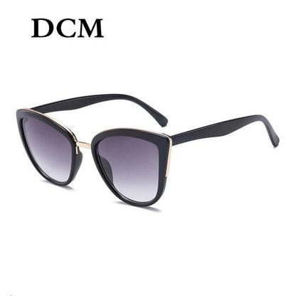 DCM Cateye Óculos de sol feminino vintage gradiente óculos retro olho de gato óculos de sol feminino uv400