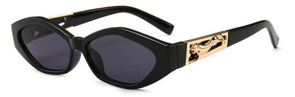 SHAUNA Diamante Afiado Moda Metal Jumping Cheetah Decoração Moda Feminina Óculos de Sol Pequeno Olho de Gato