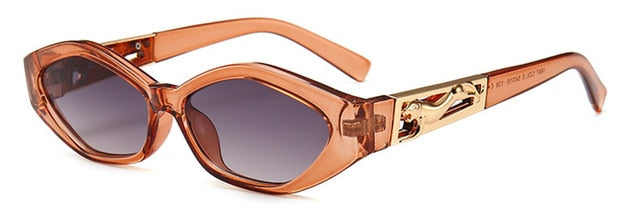 SHAUNA Diamante Afiado Moda Metal Jumping Cheetah Decoração Moda Feminina Óculos de Sol Pequeno Olho de Gato