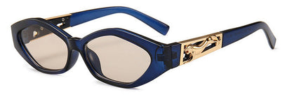 SHAUNA Diamante Afiado Moda Metal Jumping Cheetah Decoração Moda Feminina Óculos de Sol Pequeno Olho de Gato