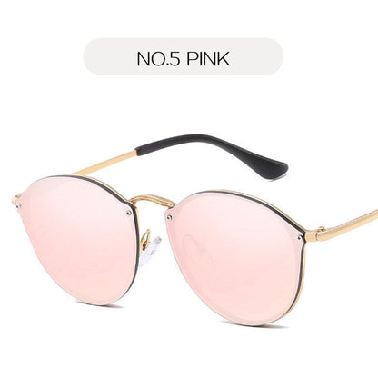 NYWOOH Cat Eye Aurinkolasit Naisten Ylellinen Päällystys Peili Aurinkolasit Naisten Retro Rimless Metal Silmälasit UV400