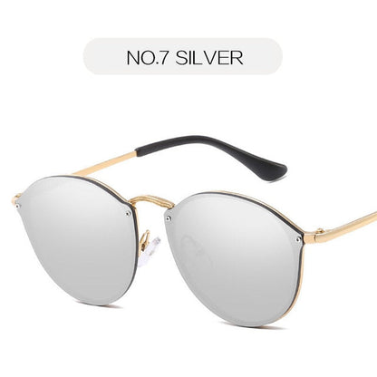 NYWOOH Cat Eye Aurinkolasit Naisten Ylellinen Päällystys Peili Aurinkolasit Naisten Retro Rimless Metal Silmälasit UV400